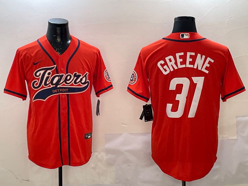 Men Detroit Tigers 31 Greene Orange Joint Name 2025 Nike MLB Jersey style 1